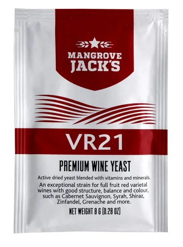 Levadura de vino de manglares Jack's - VR21 0.28 oz trata 23L Fruta completa y rojos del país