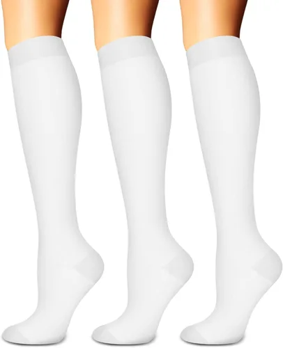 SunFeeling Calcetines de compresión para mujeres y hombres (3 pares) - El mejor apoyo para correr, enfermeras, recuperación, ciclismo, vuelo