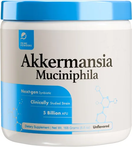 Prime Powders Akkermansia Polvo | 5 mil millones de AFU por cucharada, 93 porciones | Akkermansia Muciniphila con fibra prebiótica | Salud