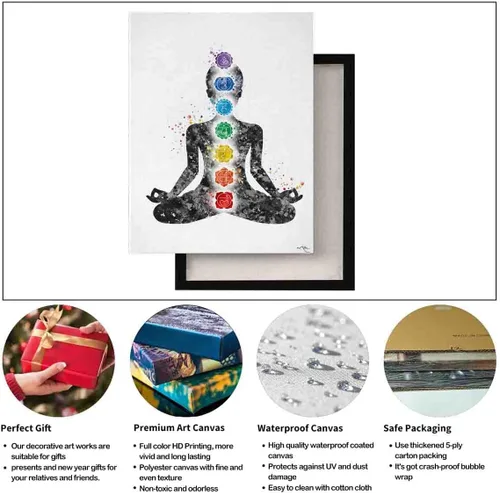 Miniatura 2 de Póster artístico para pared, diseño de acuarela de chakras, yogui, yoga, mediación, estudio de yoga, meditación, mujer, yoga, niña, decoración
