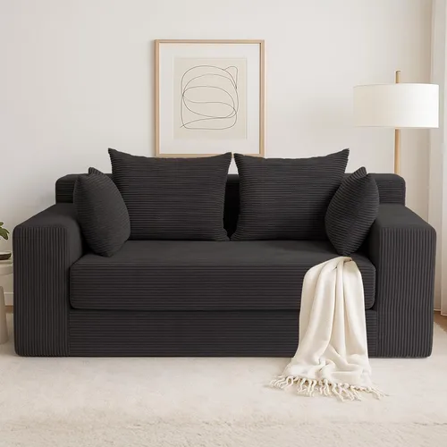 Miniatura 15 de cidludto Sofá cama convertible 3 en 1, sofá cama plegable plegable – Sofá cama sin hueso y futón en el suelo, sofá cama extraíble de pana con 4 Gris