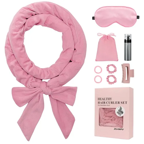 Miniatura 10 de ZILAMPU Diadema de varilla rizadora sin calor, rizadores de pelo para dormir, morado, 70 pulgadas de largo, material de terciopelo extra suave