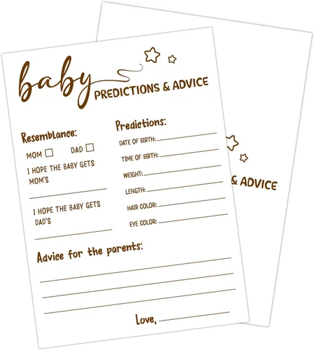 30 PCS Tarjetas de Predicciones y Consejos de Bebé Oso, Juego de Baby Shower para Niño Niña, Neutral de Género Fiesta de Revelación de Género Juegos