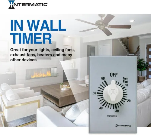 Miniatura 2 de Intermatic SW60MK - Temporizador de resorte de 60 minutos, control de ahorro de energía para luces LED/CFL, uso versátil para ventiladores, motores