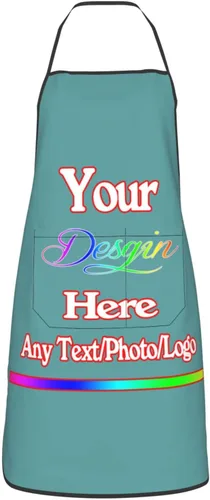 Miniatura 34 de Delantal de diseño personalizado para mujeres y hombres con bolsillos, delantal de cocina personalizado, diseño de logotipo de texto