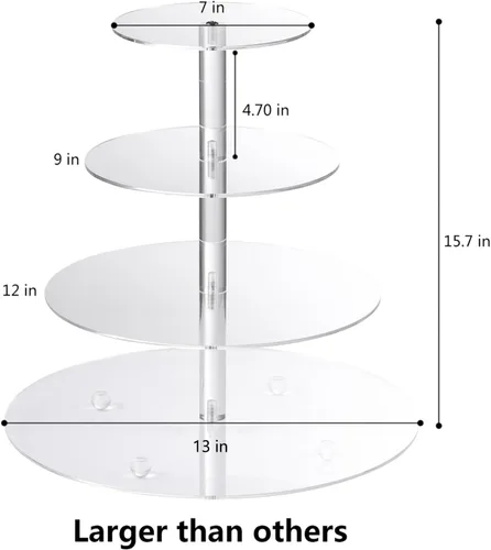 Miniatura 2 de AMEITECH Soporte para cupcakes, soporte redondo de 4 niveles para cupcakes, torre de postres, soporte de pastelería para bodas, cumpleaños, fiestas