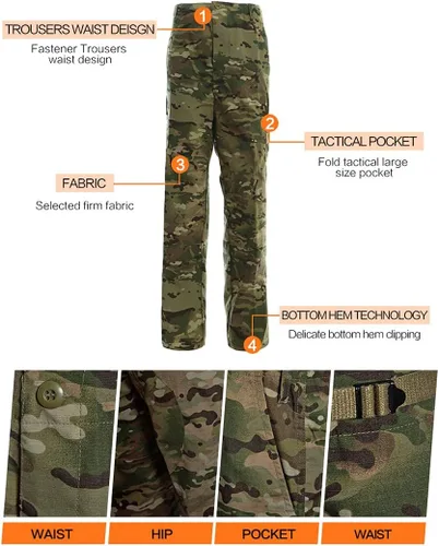 Miniatura 5 de LANBAOSI Conjunto de uniforme táctico de combate BDU para hombre, camisa militar, chaqueta y pantalones