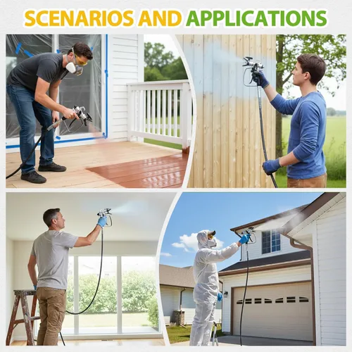 Miniatura 4 de Pulverizador de pintura sin aire, pulverizador eléctrico de 780 W 3000 PSI para pintura de casas, sin adelgazamiento, mínimo exceso de spray, ideal