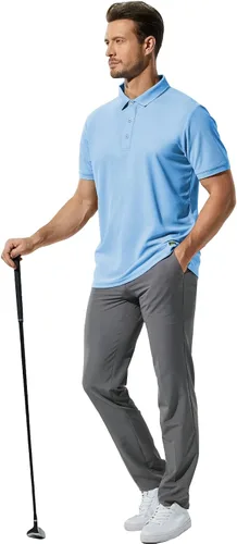 Miniatura 4 de MIER Polo Shirts for Men Short Sleeve Quick Dry Polyester Collared Shirts Casual Golf Shirts, Moisture-Wicking