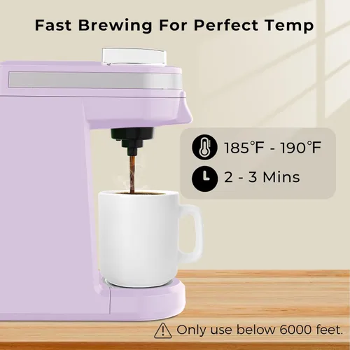 Miniatura 3 de Cafetera Mini CHULUX para Cápsula K, Cafetera de una sola porción para Americano de una Taza, Máquina de Café en Cápsulas Ligera, Lavanda