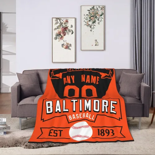 Miniatura 24 de Manta personalizada para fanáticos de la cama, regalo de béisbol, ciudad, invierno, verano, manta de forro polar con nombre y número personalizados
