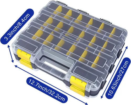 Miniatura 5 de Organizador de caja de herramientas de doble cara, caja de almacenamiento de hardware, organizador portátil de piezas pequeñas con divisores