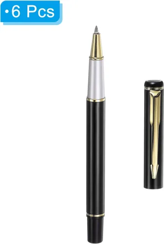 Miniatura 3 de PATIKIL Bolígrafo de metal de 5.315 in, paquete de 6 bolígrafos de gel de tinta negra de punta media de 0.039 pulgadas (0.039 in), bolígrafos