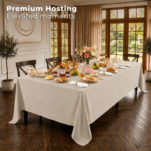 Miniatura 3 de Classic Linen™ by D'Moksha - Mantel rectangular de 54 x 72 pulgadas, 100% lino puro, lavable a máquina para comedor, Día de la Madre, primavera