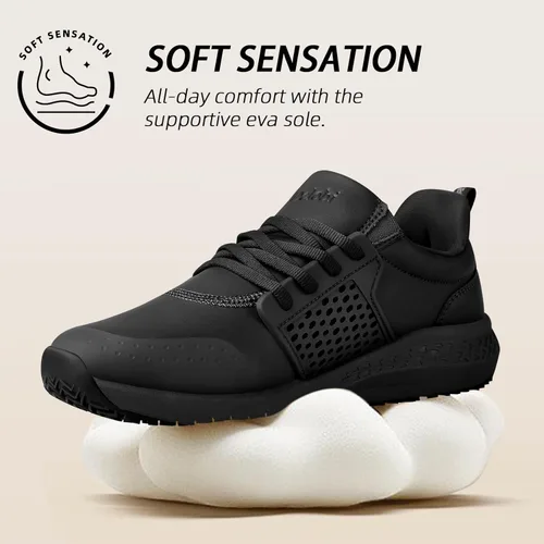 Miniatura 7 de Zapatos de trabajo antideslizantes para hombres, zapatos de cocina antideslizantes resistentes al agua, para restaurante, chef, servicio