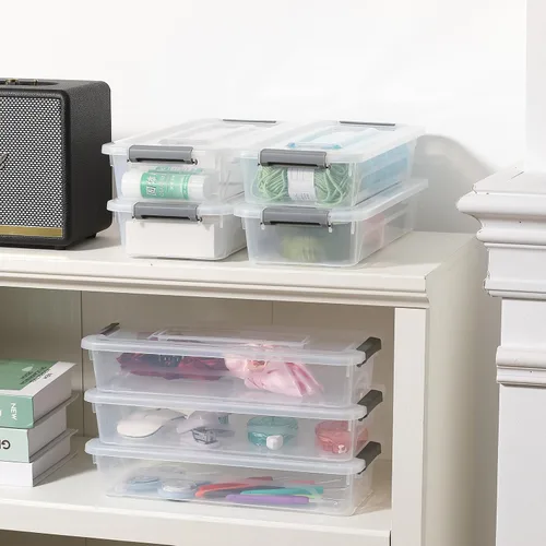 Miniatura 6 de novelinks Cajas de almacenamiento apilables transparentes con tapa Cajas organizadoras Contenedores organizadores de plástico duraderos