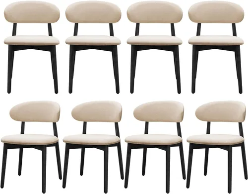 Miniatura 23 de Juego de 2 sillas de comedor de granja, modernas sillas de comedor de madera de mediados de siglo, sillas de comedor tapizadas de tela de granja