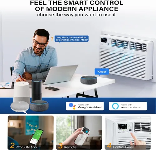 Miniatura 3 de ROVSUN Smart 12000 BTU a través de la pared aire acondicionado con calor, unidad de CA de pared y calentador combinado con control remoto
