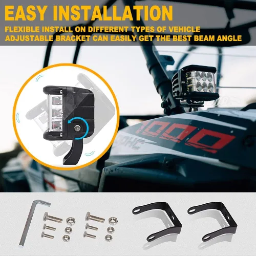 Miniatura 5 de Luces LED de 4 pulgadas con disparador lateral, luces estroboscópicas de doble color DRL e interruptor para camión, SUV, todoterreno, ATV, UTV 4x4
