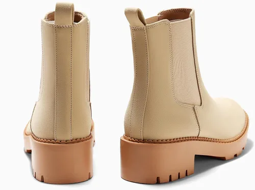 Miniatura 4 de Coutgo Botas Chelsea con plataforma gruesa y de tacón bajo para mujer, botas de tobillo elásticas de gamuza
