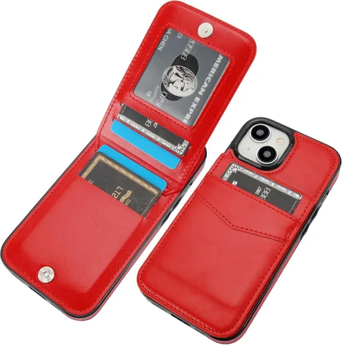 Miniatura 18 de KIHUWEY Compatible con funda tipo cartera con tapa para 15 con soporte para tarjetas de crédito, cierre magnético de cuero premium con función