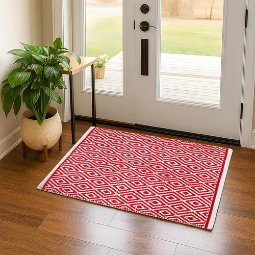 Miniatura 6 de Ramanta Home Alfombra reversible 100% algodón con diamantes tejida a mano de 24 x 60 pulgadas, gris, suave, lavable para baño, cocina, dormitorio