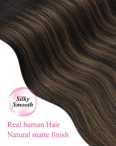 Miniatura 4 de YoungSee Extensiones de Cabello Humano con Cinta Balayage Extensiones de Cabello con Cinta Marrón Oscuro Extensiones de Cabello con Cinta Ombre