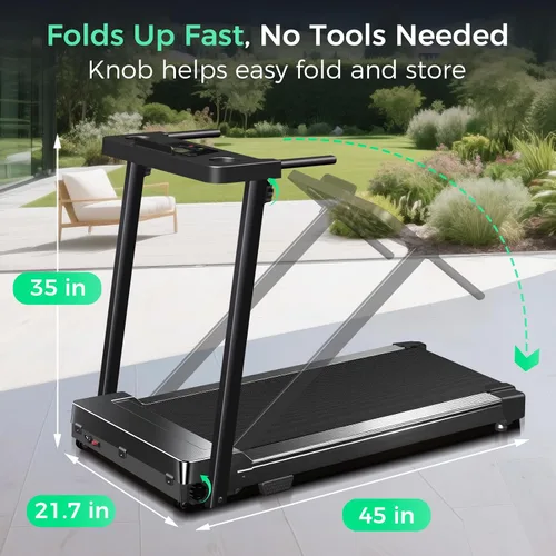Miniatura 7 de Foldable Treadmills for Home, 3.0HP Walking pad Treadmill with Handle Bar, Portable Electric Treadmill with Handles, 12 Preset Programs, LED Display