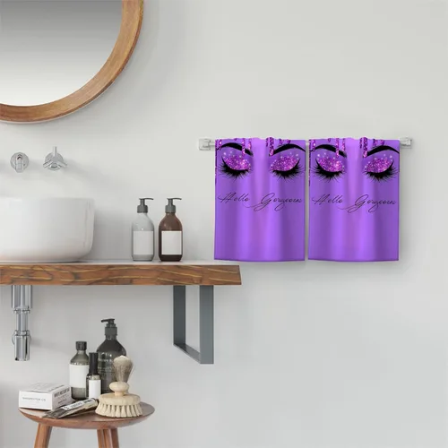 Miniatura 5 de Hello Gorgeous - Juego de 2 toallas de mano decorativas para baño, hogar, hotel, spa, gimnasio, yoga, 14 x 28 pulgadas Morado