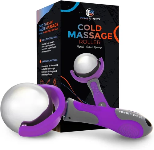 PRIME Fitness bola giratoria para masajes en frío | Terapia en frío | Bola rodante de hielo con mango | palo criogénico | Alivio del dolor muscular
