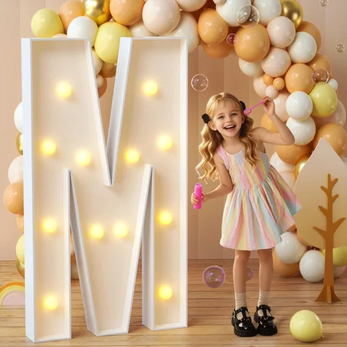 Miniatura 70 de imprsv Letras de marquesina iluminadas, letras de mosaico de 1.2 m con luz para decoración de baby shower, graduación, gran J para decoraciones