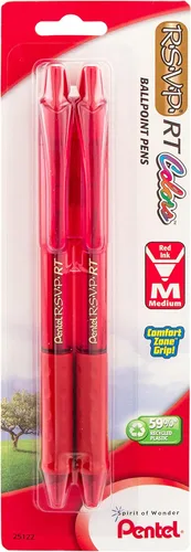 Miniatura 2 de Pentel RSVP RT Colors - Bolígrafo retráctil de punta redonda, línea mediana, barril, tinta rosa, paquete de 2 unidades (BK93CRBP2P)