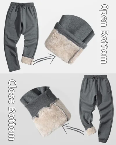 Miniatura 5 de Shiyifa Pantalones deportivos de invierno con forro polar para hombre, con bolsillos