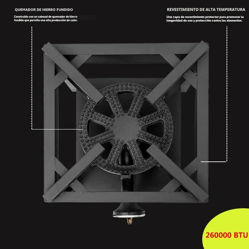 Miniatura 3 de COOKAMP Cocina de gas propano de alta presión de 1 quemador para exteriores, 260000 BTU con regulador ajustable de 0-30 PSI y manguera trenzada