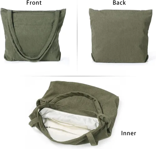 Miniatura 2 de WantGor Bolso de mano de pana para mujer, bolso de hombro grande, bolso casual de gran capacidad para compras, trabajo