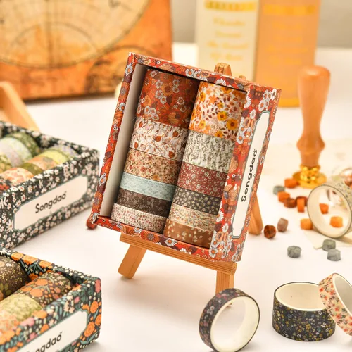 Miniatura 6 de 12 rollos de cinta washi con flores, juego de cinta adhesiva artística floral, cinta decorativa de jardín en flor para manualidades, niños, álbumes