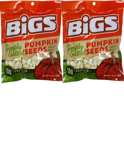 NEW BIGS Semillas de calabaza simplemente saladas, una bolsa de 5 onzas de semillas tostadas caseras (2)