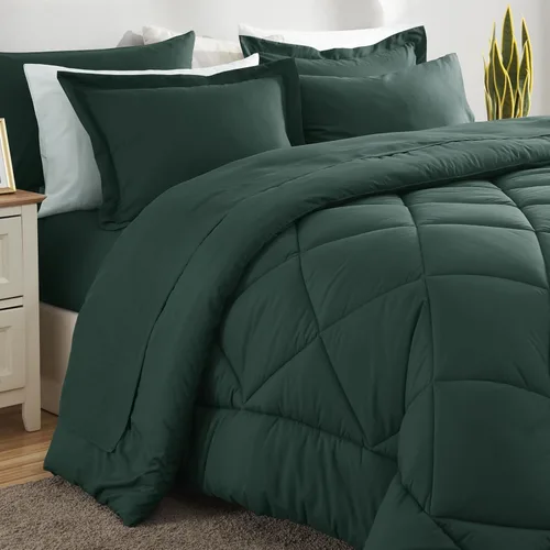 Miniatura 97 de CozyLux Juego de edredón tamaño King, color naranja quemado, toda la ropa de cama en una sola bolsa, 7 piezas: edredón, fundas de almohada