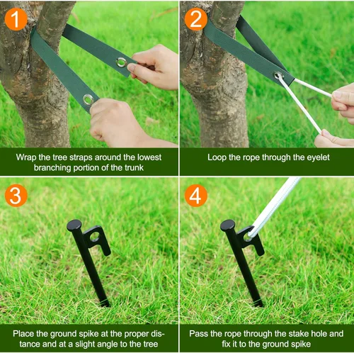 Miniatura 2 de Kits de estacas para árboles, estacas de árbol resistentes y kits de soporte para árboles jóvenes contra el mal tiempo, 3 estacas para árboles, 3