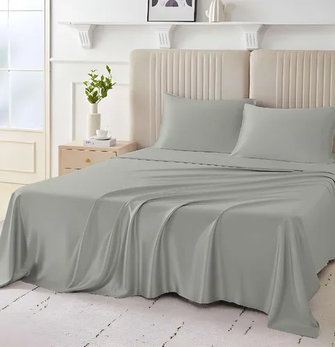 Miniatura 26 de SlumberWell Giza Sheets Twin - Sábanas de 100% algodón egipcio Giza - Juego de 4 piezas - Tamaño individual - Gris oscuro sólido