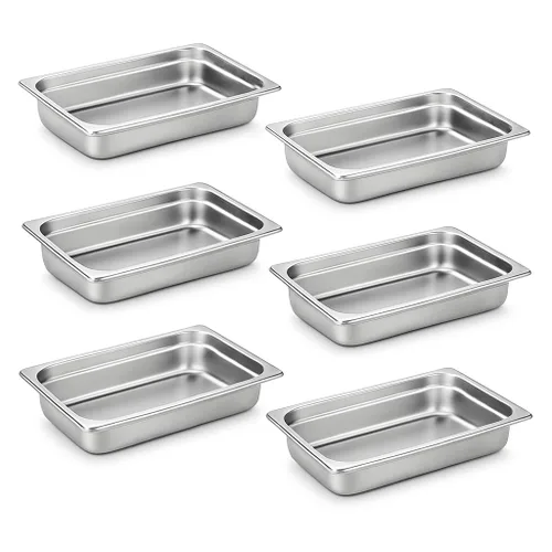 Miniatura 24 de Aplancee Sartenes de 1/2 hotel de 4 pulgadas de profundidad de acero inoxidable para alimentos, antiatascos, juego de 6 sartenes de mesa de vapor