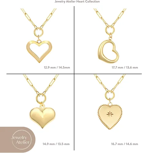 Miniatura 6 de Jewelry Atelier Collares de corazón rellenos de oro dije de corazón con relleno de oro amarillo de 14 quilates con cadena de clip sólido para mujer