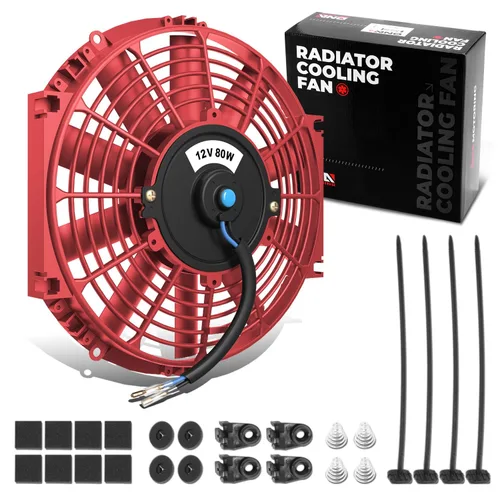 Miniatura 28 de DNA Motoring Ventilador de radiador delgado de refrigeración eléctrica de alto rendimiento de 12 pulgadas con kit de montaje, rojo, 2 piezas