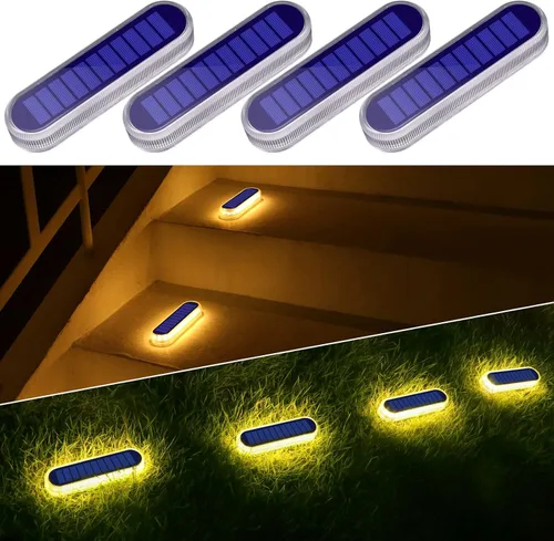 Miniatura 8 de YiLaie – Luces solares para escalones al aire libre, impermeables, blanco cálido, luces de escalera alimentadas por energía solar para escalones