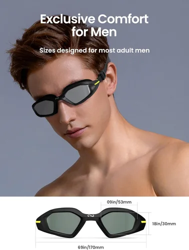 Miniatura 2 de COPOZZ Gafas de natación para hombre, gafas de natación antivaho sin fugas, protección UV para hombres adultos