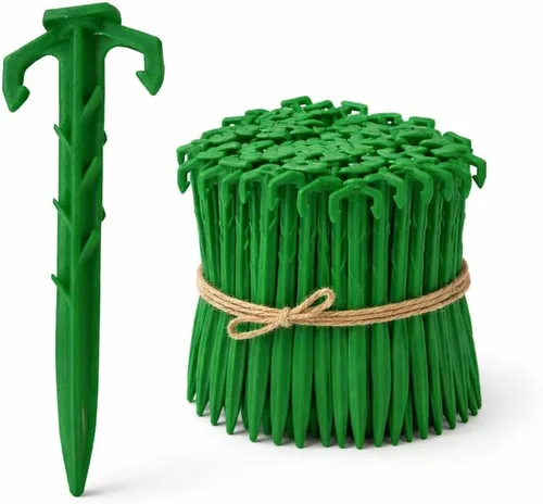 Estacas biodegradables de 4 pulgadas de grado contratista, grapas de césped para asegurar tela de malezas, tela de paisaje, red y manta, 100 unidades