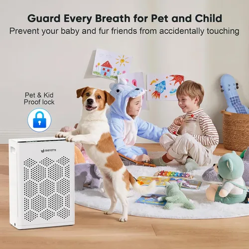 Miniatura 9 de Purificador de aire para el dormitorio del hogar, habitación grande de hasta 2400 pies cuadrados, filtro HEPA H14 con prefiltro lavable
