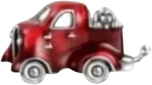 Miniatura 2 de Camión de camioneta roja con dije para perro para pulsera o collar de plata de ley 925, Plata esterlina, Sin gemas.