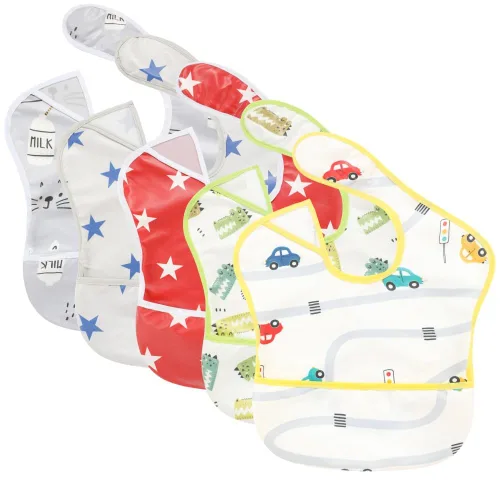 TSD Baberos impermeables para bebés, paquete de 5 baberos ajustables para la hora de la comida, para recién nacidos, niños pequeños, fáciles de