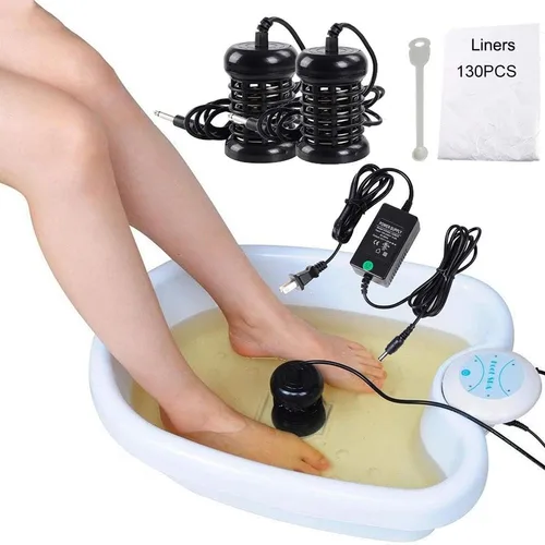 iMeshbean® Máquina de baño de pies de desintoxicación iónica iónica, máquina de desintoxicación de pies con bañera, 2 matrices, 140 revestimientos